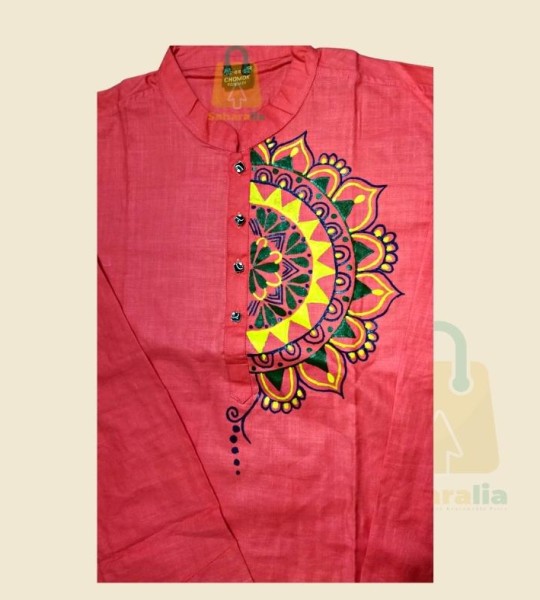 Hand-painted premium khadi Panjabi SL-228